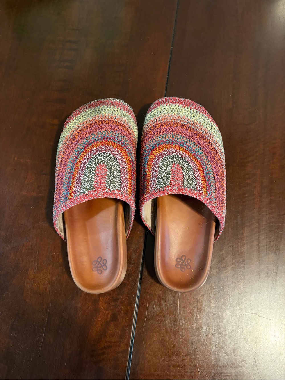 The Sak Multicolor Crochet Slide Mules - Pink, Green, Blue